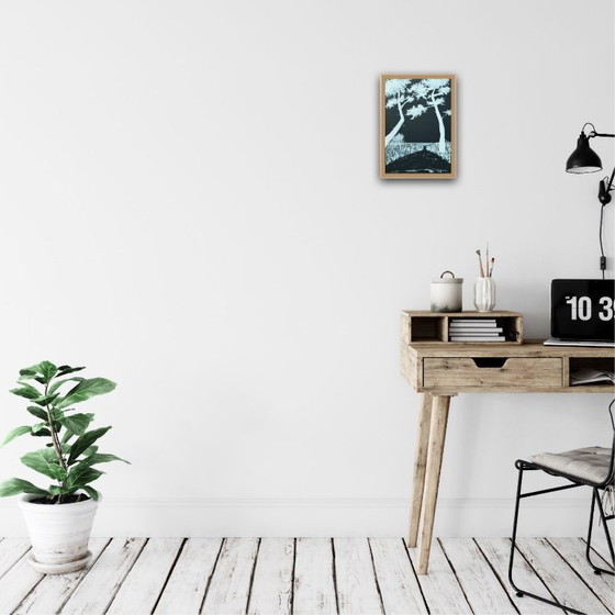 Image 1 of Acryl op zwart papier 30x21cm. Natuurlijk houten frame.