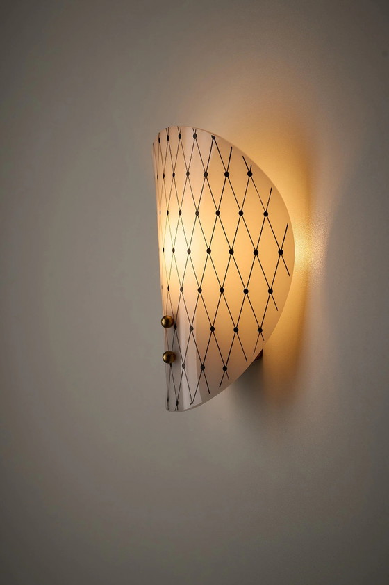 Diamond Pattern Acrylic and Brass Wall Sconces, Italy, Wall lights, Metal, Black (photo 5 of 12)
