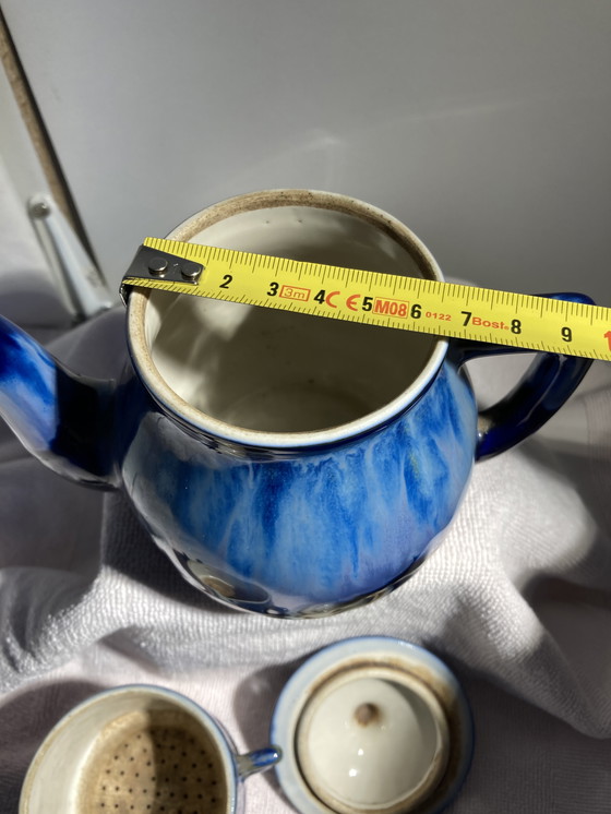 Image 1 of Vintage tweedelige theepot van steengoed van Alphonse Mouton