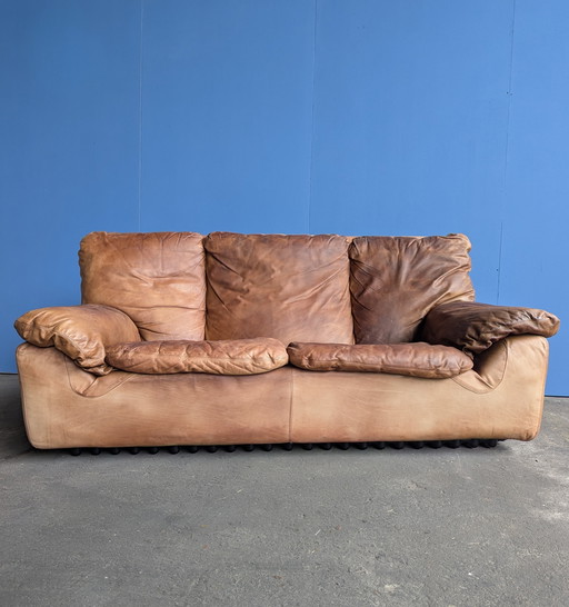 Vintage Italiaanse leren 2zits bank, Brunati 1970s 