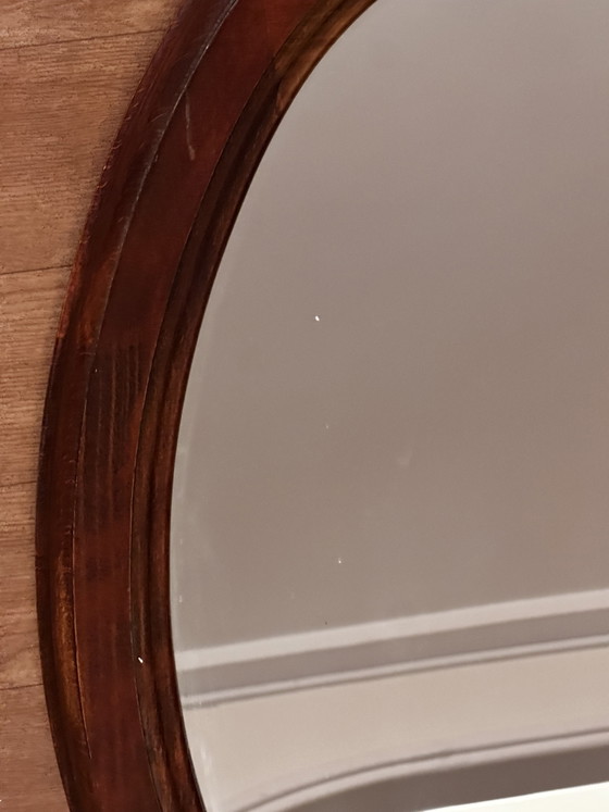 Miroir ovale vintage en bois teinté – 66 × 48,5 cm – Wood, Glass (photo 9 of 15)