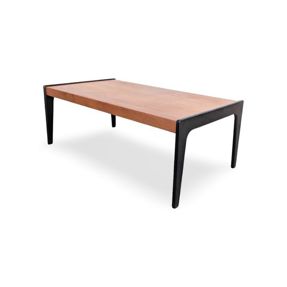 Salontafel uit het midden van de 20e eeuw, lange teakhouten salontafel, mid-century modern (MCM) vintage (photo 4 of 8)