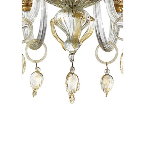Image 1 of Elegant Romantic Murano Glass Chandelier With Floral Accents