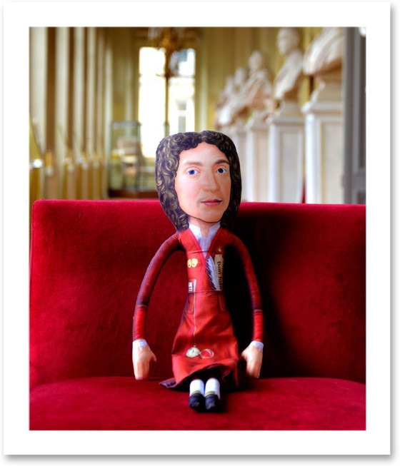 Image 1 of Moliere Art Doll | Handmade Textile Figurine | French Playwright Gift | Literature Teacher Gift | Library Decor