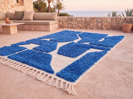 Alfombra bereber azul hecha a mano a medida con diseño especial, 2/3 m – Aime Té, Wool (photo 7 of 8)