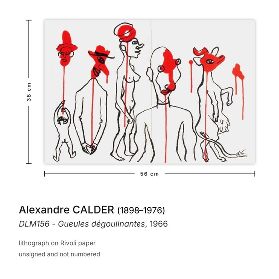 Alexandre Calder Lithograph DLM156 - Dripping Faces 1966 – Lithographs & prints, Paper (photo 3 of 5)