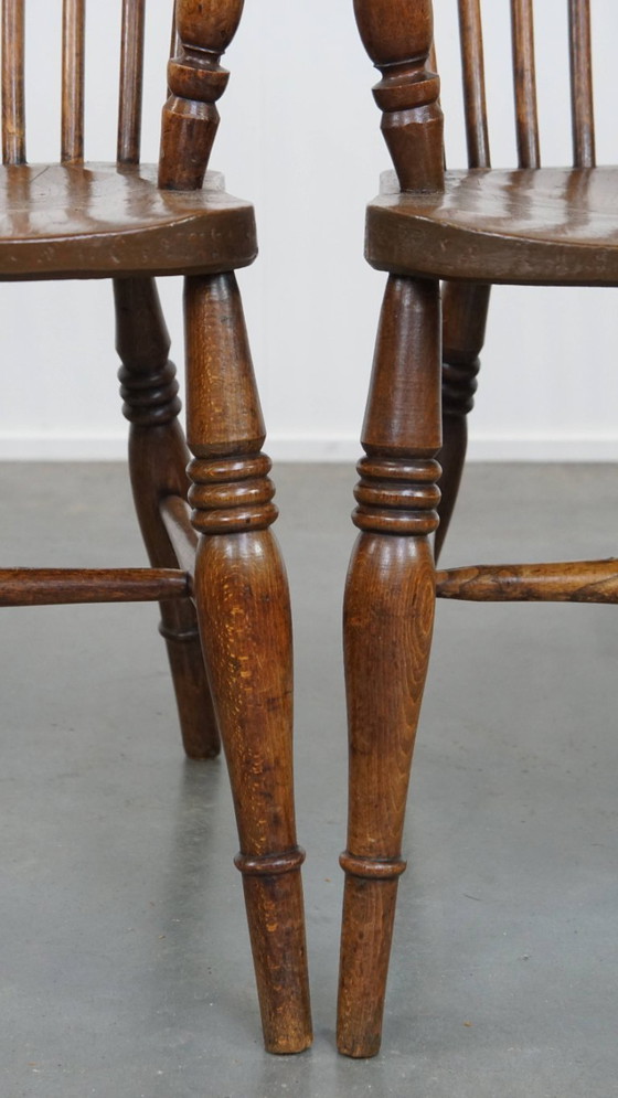 Image 1 of 4x Antike englische Windsor Stühle aus dem 19. Jahrhundert aus Ulmenholz