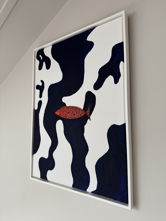Poisson & Bleu — 60x80 Cm | Unique Abstract Painting – Paintings & Drawings, Canvas, Wood (photo 2 of 5)