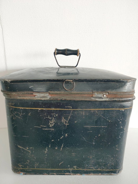Antica Scatola di Latta Toleware / Chinoiserie Brocante con Decorazione a Pagoda – Oggetti decorativi, Altro (photo 4 of 12)
