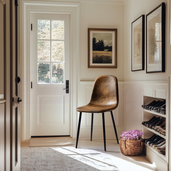 Image 1 of 4x Urban Meuble Chaises de Salle à Manger Scandinaves Vintage Suède Marron Rétro