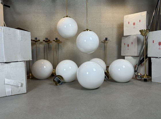 Image 1 of Lampade a sospensione Art Déco XL - Opalino e ottone