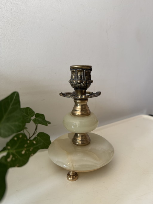 Portacandele in Ottone e Onice – kandelaars en kaarsen, Brass, Stone (photo 2 of 5)
