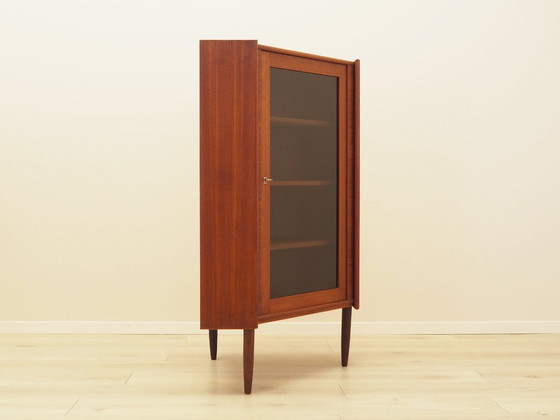 Danish teak corner display cabinet on tapered legs, 1960s – Wood (photo 6 of 12)