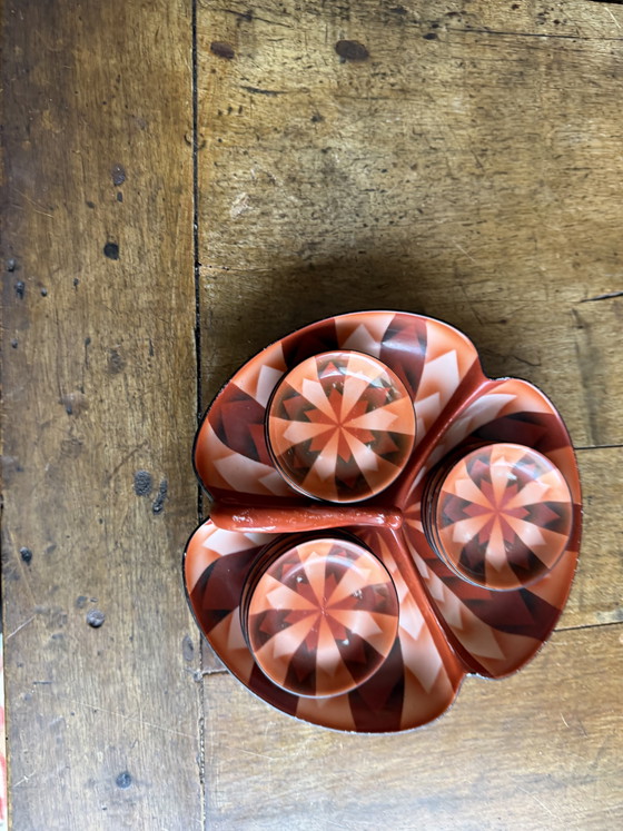 Image 1 of Juego de aperitivos Art Deco Slovitz, 1 cuenco grande, 12 cuencos pequeños, checo