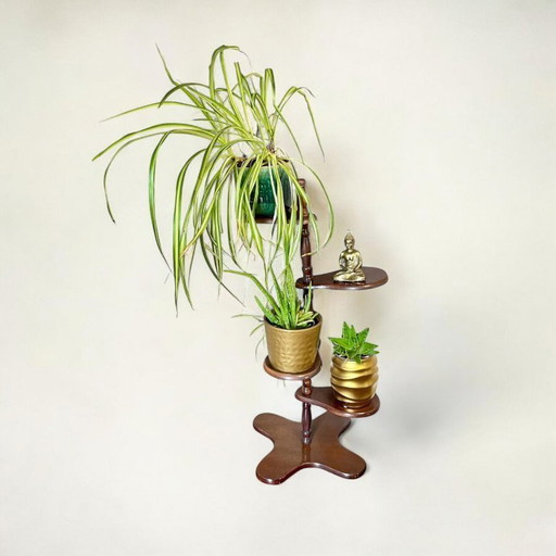 Mid - Century flower etagere made of walnut wood, handmade in Germany 1960s good vintage condition, flower stool