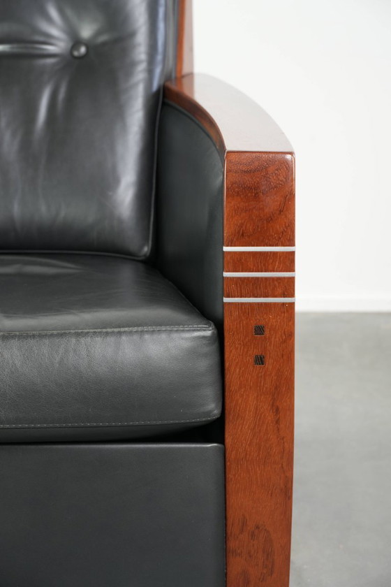 Image 1 of Fauteuil Schuitema modèle Frank, de la série Decoforma, en cuir de vachette noir de style Art déco.