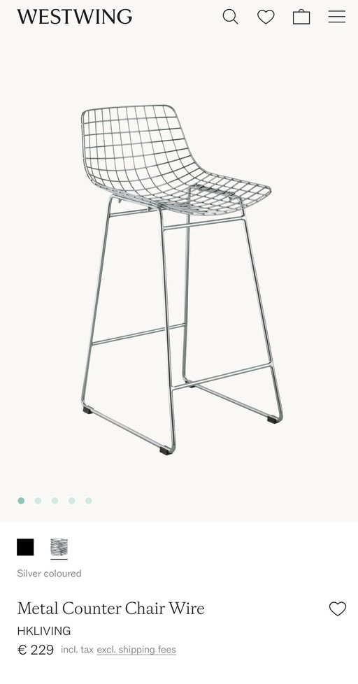 2 sgabelli da bar HK Living cromati