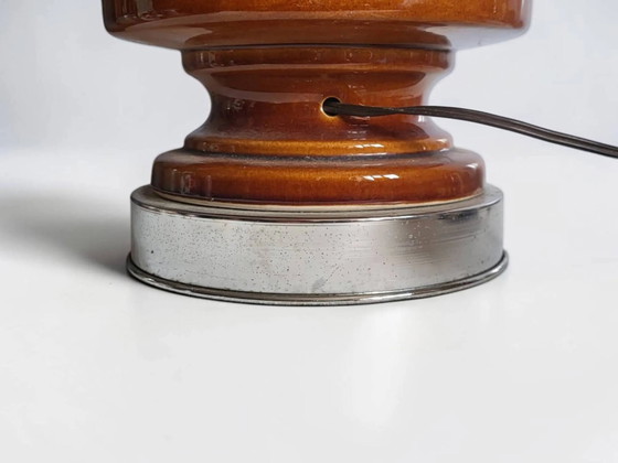 Vintage table lamp in glazed ceramic and chrome metal – 1970s – Porcelain (photo 9 of 9)