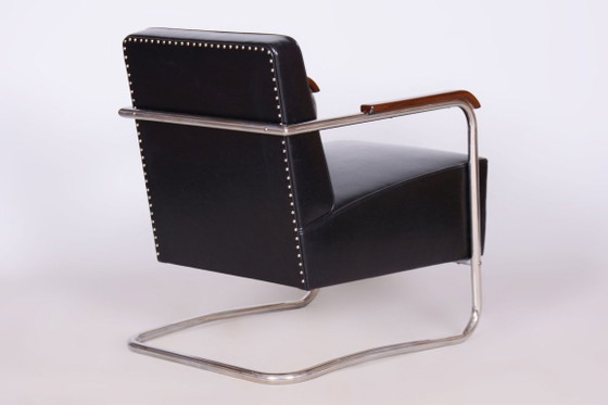 Paar gerestaureerde Bauhaus-fauteuils, van Mücke-Melder, Leer, Tsjechisch, jaren dertig – Leather, Wood (photo 13 of 14)