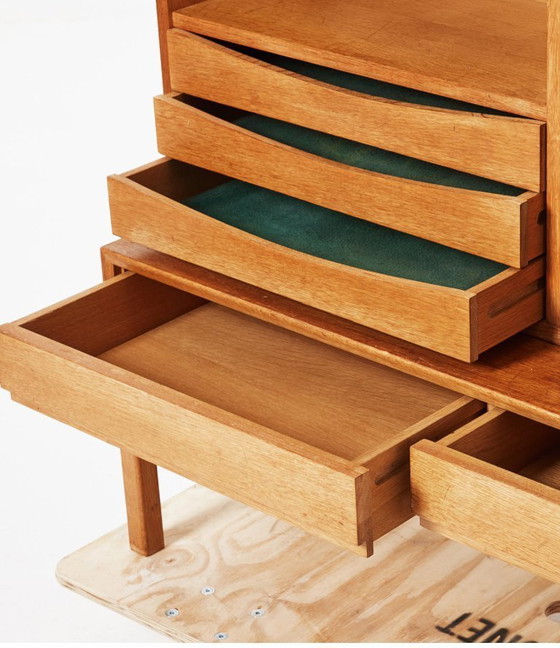 Image 1 of Marian Grabinski MTP boekenkast, IKEA, Zweden, jaren 60, 2-delige eiken vintage plank