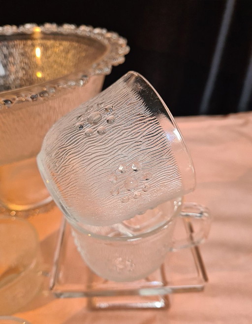 Ponchera grande para frutas y 4 vasos Masserini Barocco diseño años 60 Italia.