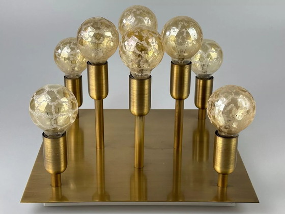 Image 1 of 60s 70s plafondlamp Sölken Leuchten Duitsland Design messing Space Age