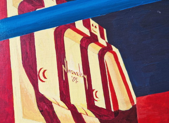 Image 1 of Ingelijst futuristisch schilderij op paneel, Nbrovsky 1989
