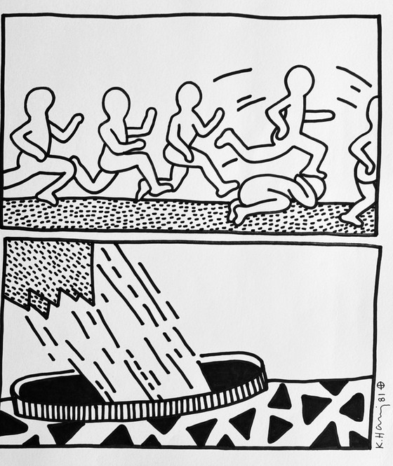 Image 1 of Keith Haring ( 1958-1990 ) Schitterende Marker Tekening Uit 1981 Met Certificaat