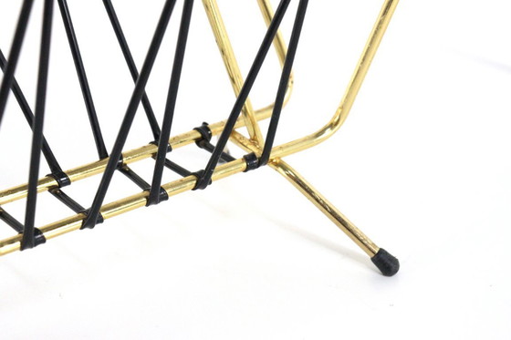 Image 1 of 1950s Brass Magazine Holder Magazine Rack