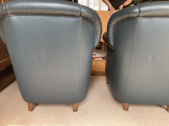 Image 1 of 3x canapé en cuir bleu