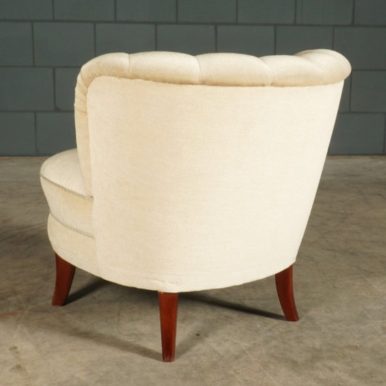 Image 1 of Vintage cocktailfauteuils – wit velours – jaren 60