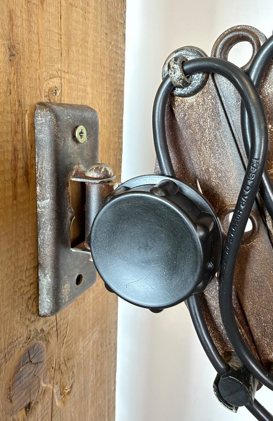 Large German Industrial Scissor Wall Lamp from Helion Arnstadt, 1950s, Wall lights, Metal, Plastic, Black (photo 12 of 15)