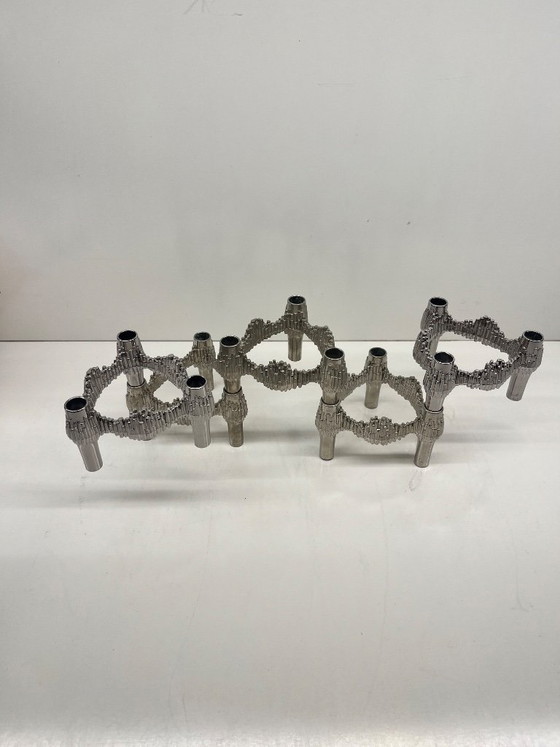 Image 1 of Lot 4 bougeoirs "Quist" Stoff Nagel design modulaire chrome empilable vintage
