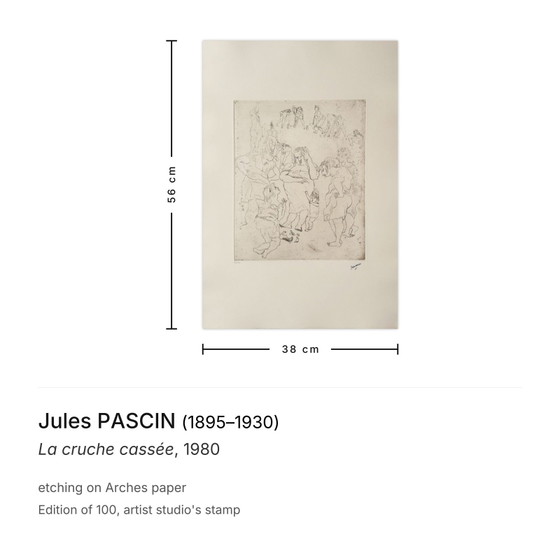 Image 1 of Jules Pascin, Der zerbrochene Krug, Radierung, 1980