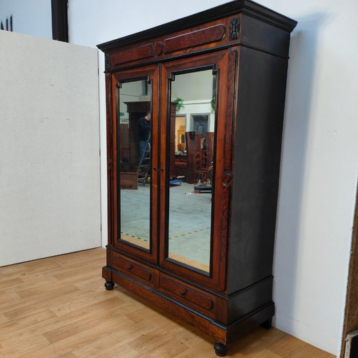 Vintage antiker Kleiderschrank mit Spiegelschrank, zerlegbar