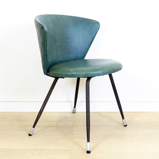 Set Spaanse clubfauteuils van ijzer en groen Skai, jaren 1960