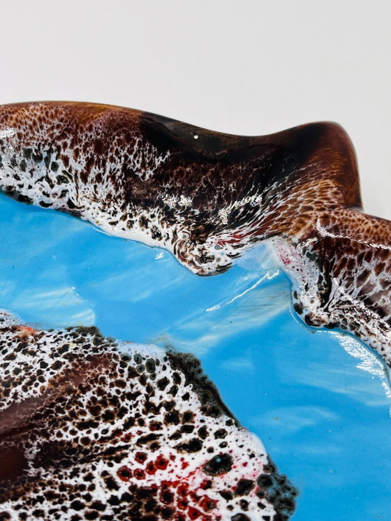 Image 1 of Plato de hojas azules de Vallauris