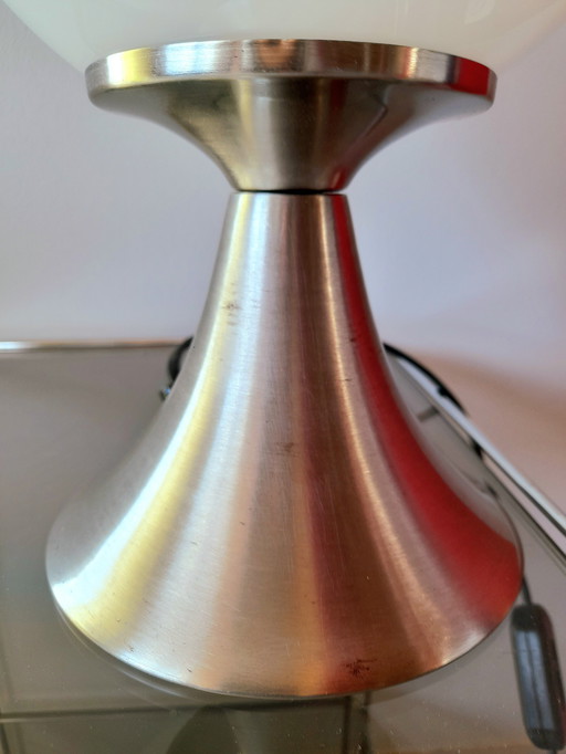 Lampe Space Age en Métal et Opaline 70s