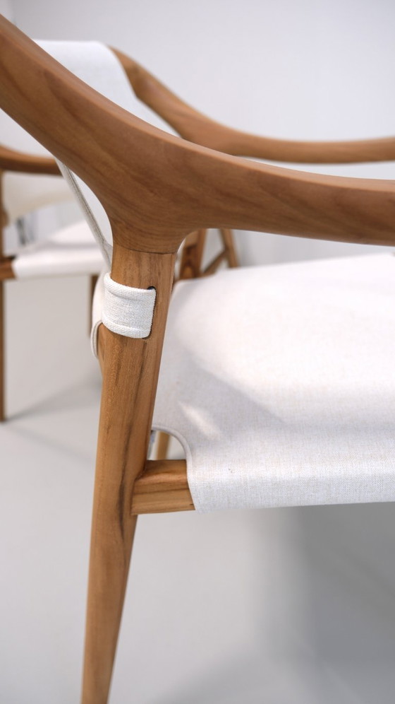 Image 1 of Set of 6 - Solid teak dining chairs - handmade design