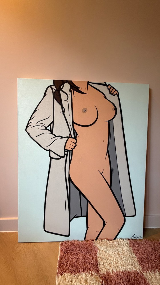 Painting Ravian Derriere "She Flashed" – Paintings & Drawings, Canvas (photo 2 of 5)