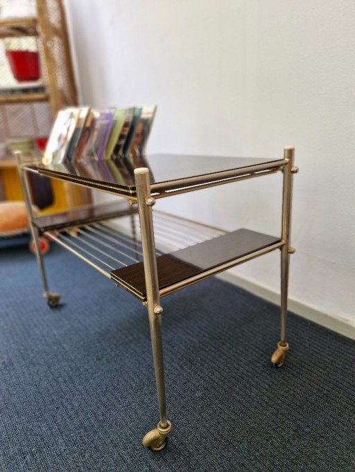 Vintage record furniture / audio furniture on wheels