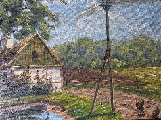 Vintage Farmhouse Landscape Oil Painting – Paintings & Drawings, Canvas (photo 8 of 11)