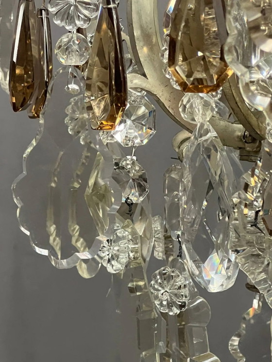Lampadario antico francese di 170 cm con catena in cristallo in stile Luigi XVI. – Crystal, Glass (photo 8 of 12)
