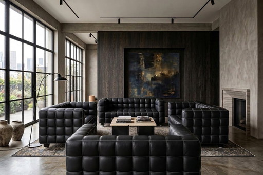 Set of 4 vintage Kubus sofas by Josef Hoffmann for Wittmann, Austria 1980