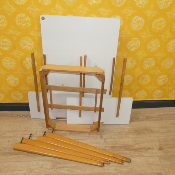 Image 1 of 50s 60s keukentafel houten tafel Resopal 60x94/152 uitschuifbare eettafel retro vintage keuken mid century werktafel