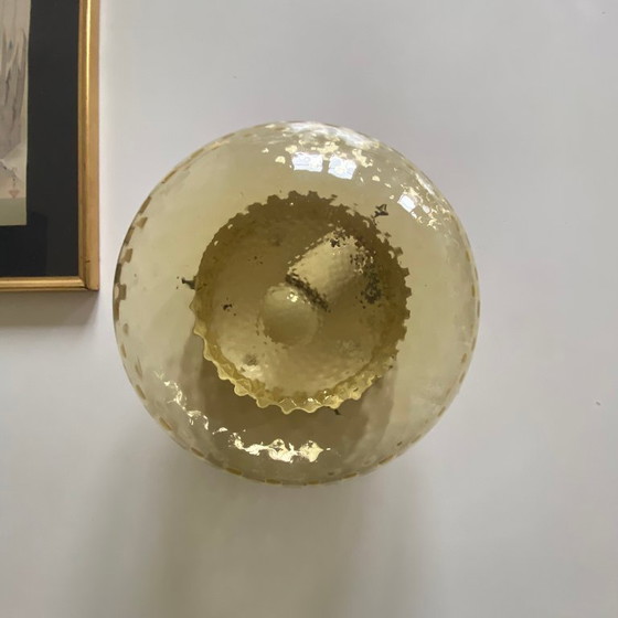 Image 1 of Antique round yellow-gold glass wall sconce/ceiling light, 23 cm