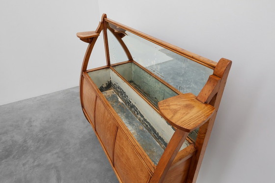 Image 1 of Art Deco buffet, planter or liquor cabinet in wood with mirror, France 1920s