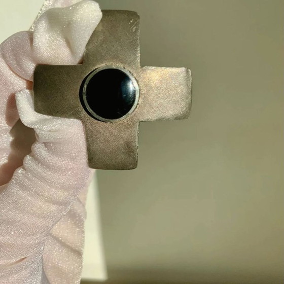 Image 1 of Antique Georg Jensen Era 1910-1925 Solid 925 Silver Maltese Cross Double Sided Lapis Lazuli & Onyx Hallmark GI
