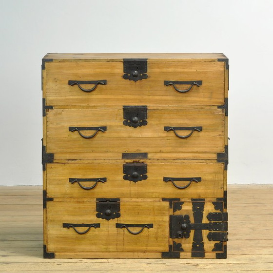 Japanese Tansu chest of drawers, circa 1870, Iron, Wood, Black (photo 2 of 15)