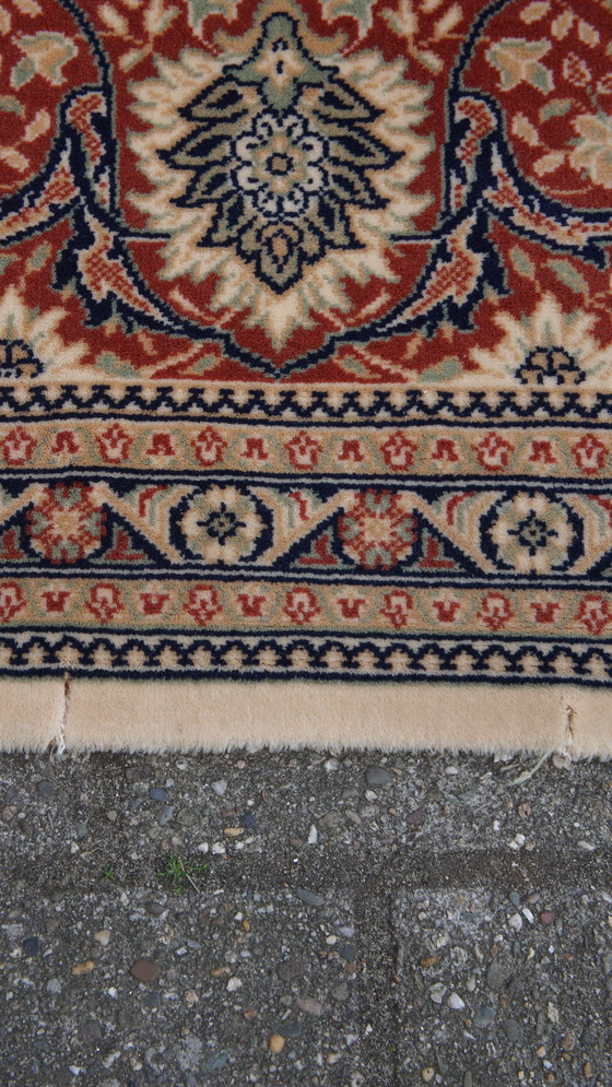Image 1 of Grand tapis en laine dans les tons beige/brun/jaune et rouge 403x298cm